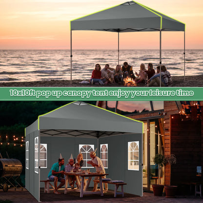Partytent – Opzetbare Tent – Vouwtent – 3x3 Meter Partytent – Waterbestendig Oxford Doek – Verstelbare Hoogte-  Grijs - QUORE