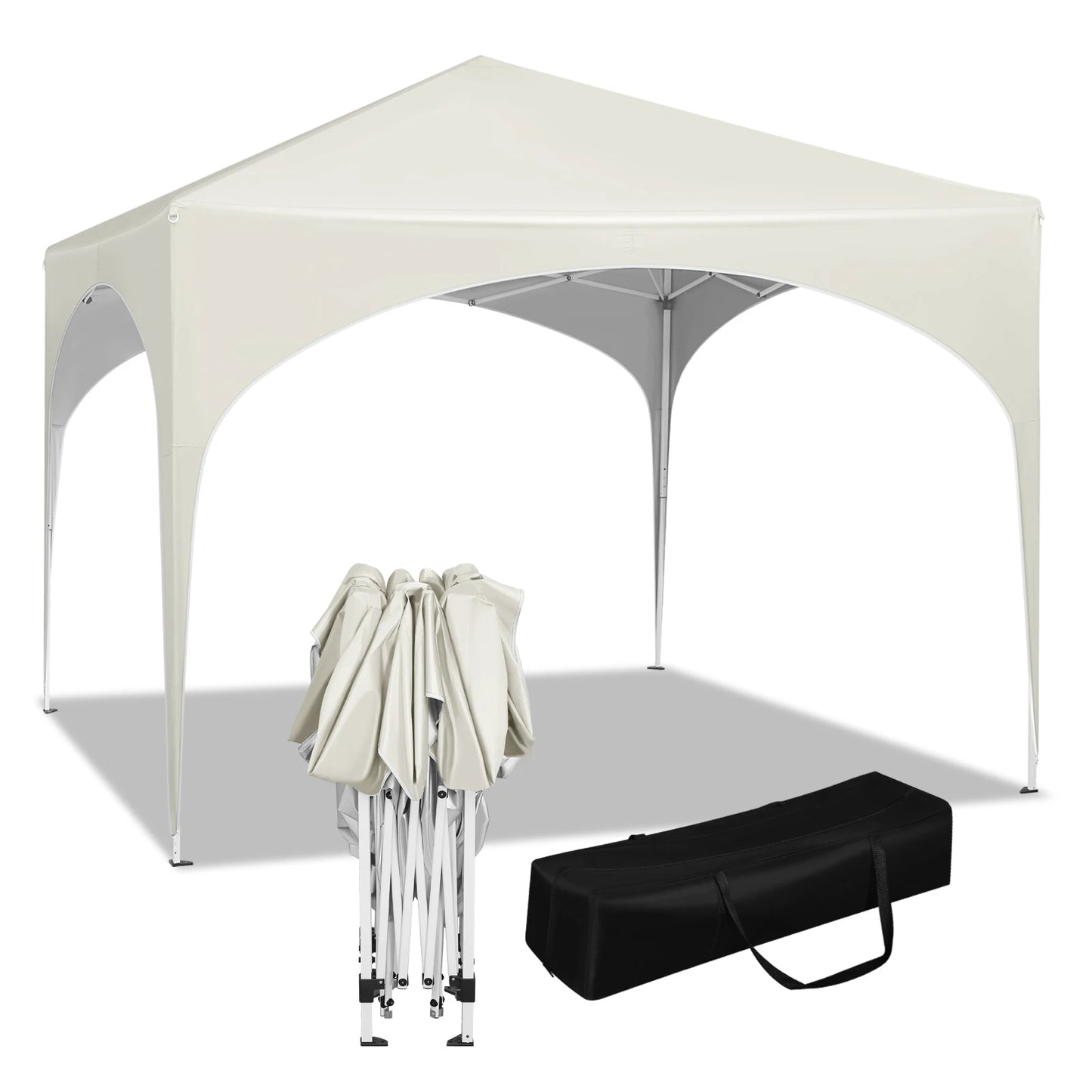 Party Tent - Opvouwbare - Tuinpaviljoen - Waterproof - Kap 3x3m - Pop-Up - met Halfronde Dak - voor Buitenmarkt - Beige