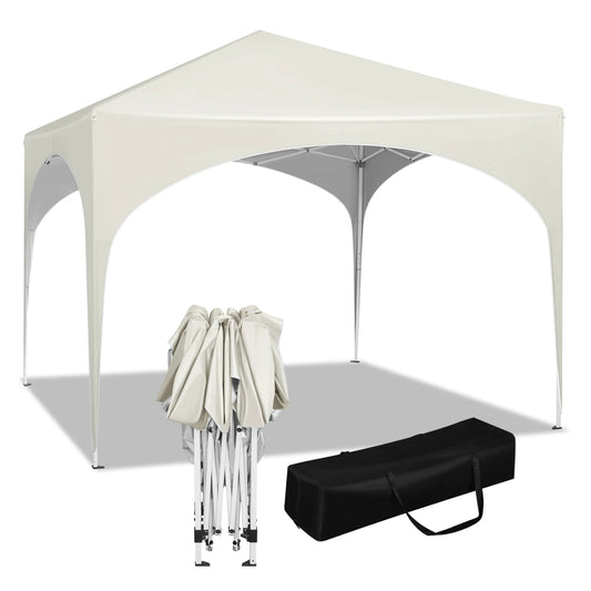 Party Tent - Opvouwbare - Tuinpaviljoen - Waterproof - Kap 3x3m - Pop-Up - met Halfronde Dak - voor Buitenmarkt - Beige