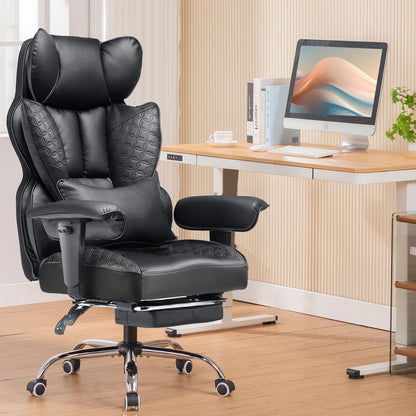 Gaming Stoel - Bureaustoel - Gamestoel - Ergonomische Bureaustoelen -  Verstelbare Armleuningen & Pocket Spring Lendensteun – Zwart