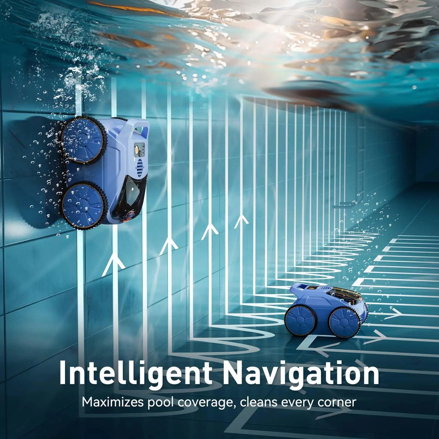 Robotstofzuiger Zwembad – Zwembadreiniger – Draadloze Pool Cleaner – Automatische Zwembadrobot – 45.000 Pa Zuigkracht – 150 Min Batterijduur - QUORE