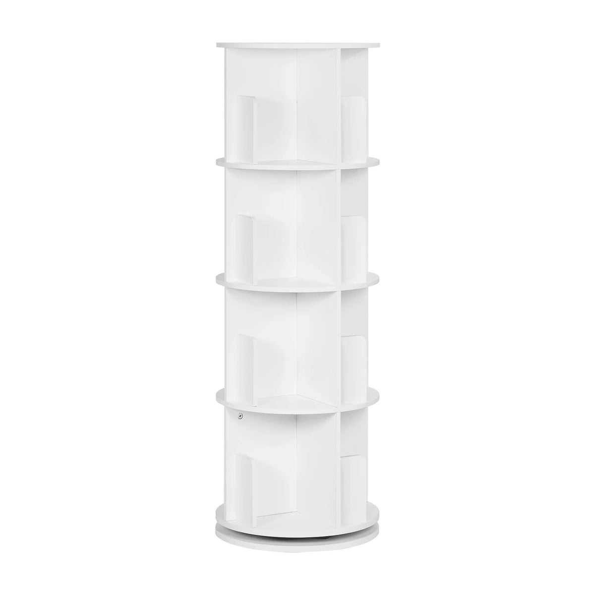 Boekenkasten - 4-Tier - Roterende Boekenplank - met 16 Compartimenten - voor Woonkamer - Kantoor - Kinderkamer - Organizer en Decoratie - 44 x 127,4 cm (φ x H) - Wit