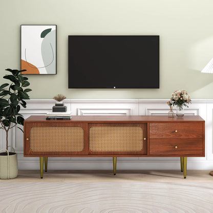 Modern TV-Meubel – Tv-Kast – Videomeubel – Opbergmeubel – Walnootkleur – Schuifdeuren – Kabelbeheer - 160x40x60 cm - Bruin
