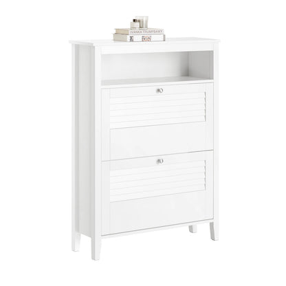 Schoenenkast – Schoenenrek – Schoenopberger – Schoenentoren – Schoenmeubel – Wit – Compact 80x108x25 cm – Stevige MDF Constructie