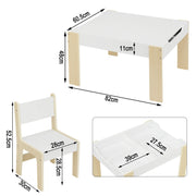 Kindertafel - Kindertafel en Stoelen Set - Kindertafel en Stoelen Set – Kindermeubilair met Opbergruimte – Tekentafel & Studie Bureau – Voor Kids & Kleuterschool – 81,5x48x60,5 cm – Wit & Lichte Eik
