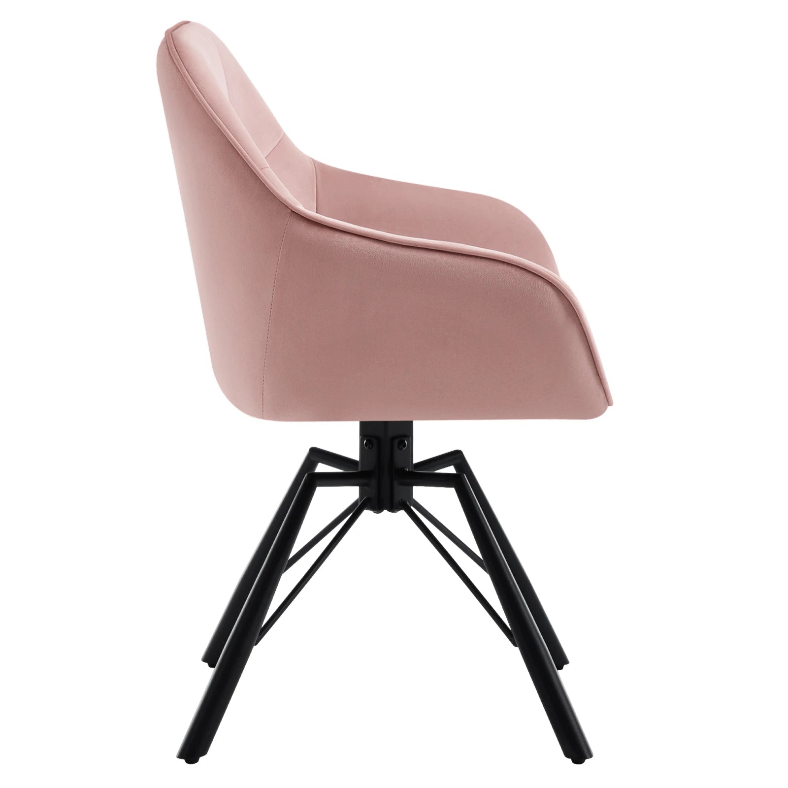 Draaibare Eetkamerstoel – Set van 2 - Eetkamerstoel – Stoel – Draaistoel – Comfortabel – Velvet Bekleding – 360° Draaibare Zitting - Fluweel - Roze - QUORE
