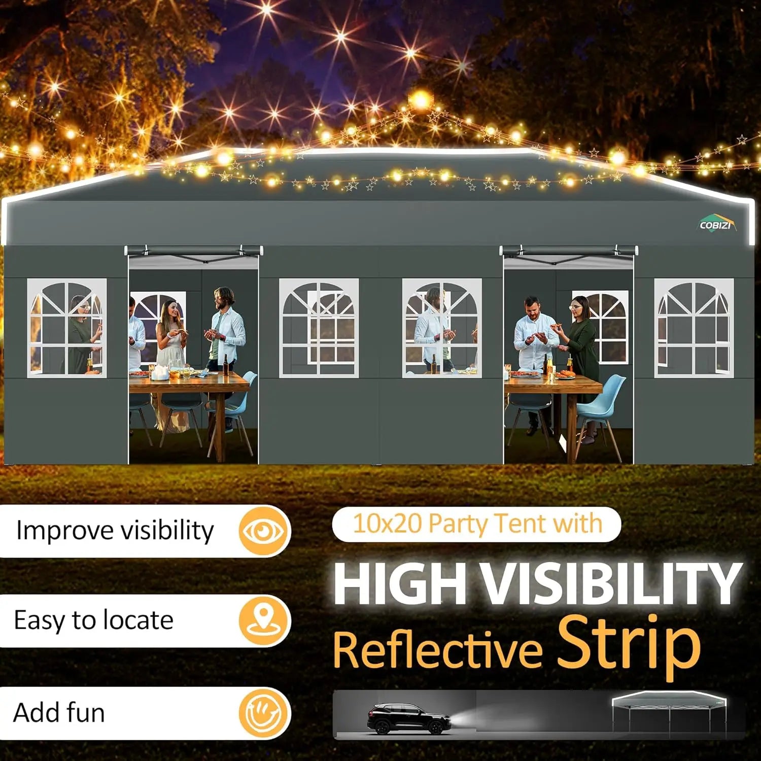 Pop-Up Tent – Partytent – Tuin Tent – Markt Tent – Waterdicht 210D Oxford Polyester – Verstelbare Hoogte – UPF 50+ Zonbescherming - Zwart - QUORE