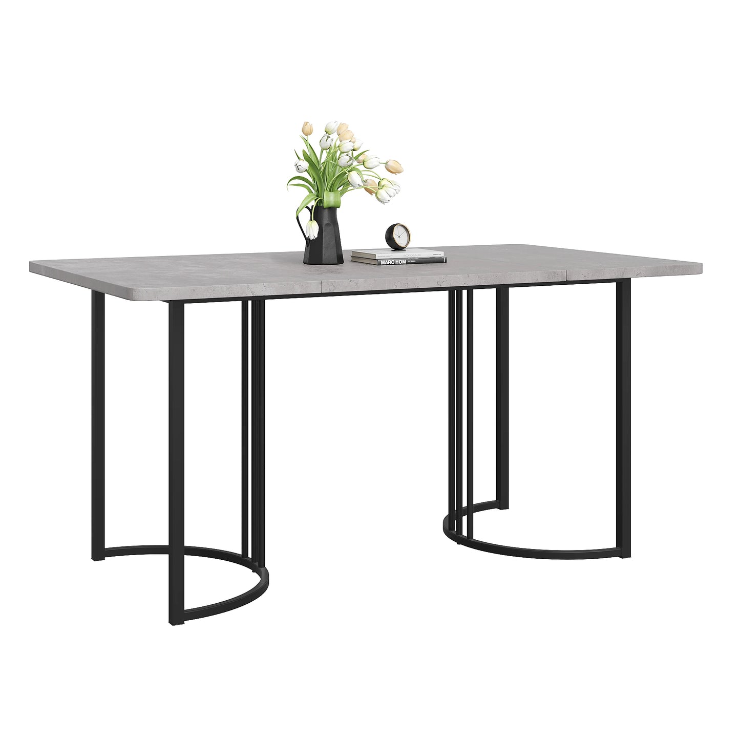 Eettafel – Tafel – Werktafel – Hobbytafel – Rechthoekige Tafel – Marmerpatroon – Verstelbare Poot - Grijs