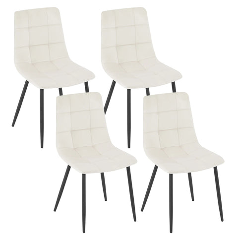 Eetkamerstoel - Eetkamerstoelen - Eetkamerstoelen Set van 4 - Stoelen Eetkamerstoelen - Fluwelen Keukenstoelen - met Rugleuning - voor Woonkamer Restaurant - Crème