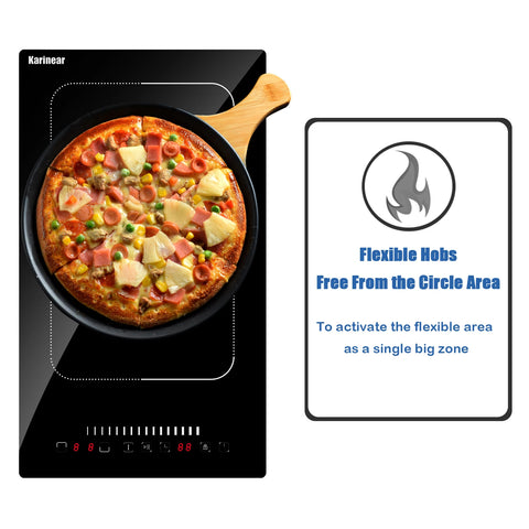 Inductie kookplaat - Induction Hob - Induction Cook Top - Inductie Fornuis - Elektrische Brander - 2 branders - 3500W - 12'' inbouw inductiekookplaat - met gecombineerde zone - Veiligheidsslot - Timer - Pauze - Zwart