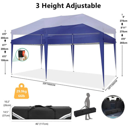 Partytent – Tent – Overkapping – Buitenluifel – 3x6 Meter – Waterdicht Oxford Doek – Verstelbaar Stalen Frame - Marineblauw