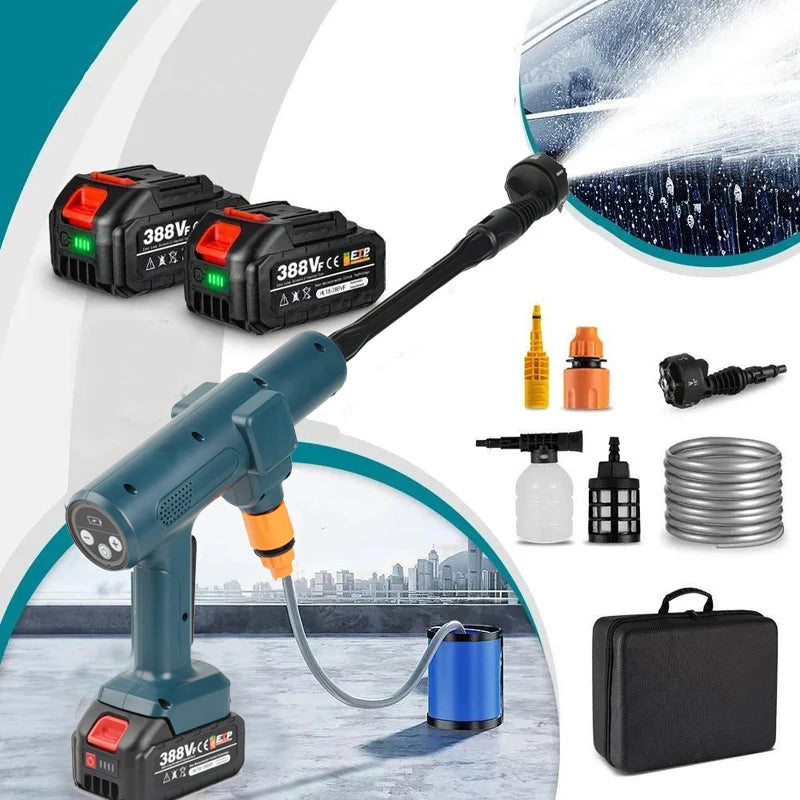 Elektrische Hogedruk Waterpistool - Hogedrukreiniger - Hogedrukspuit - Hogedruk Auto-Wasser - 200Bar - Brushless - 6-in-1 - 18V - Draadloze - 2 Batterij