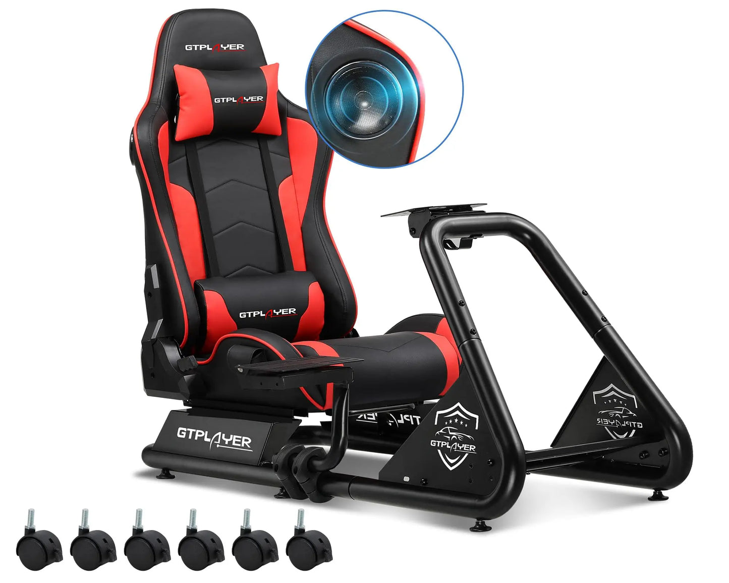 Sim Racing Cockpit – Racing Simulator Stoel – Racer Cockpit – Simulatie Racestoel – Gaming Racecabine – Verstelbare Stoelpositie – Ingebouwde 3D Stereo Speakers