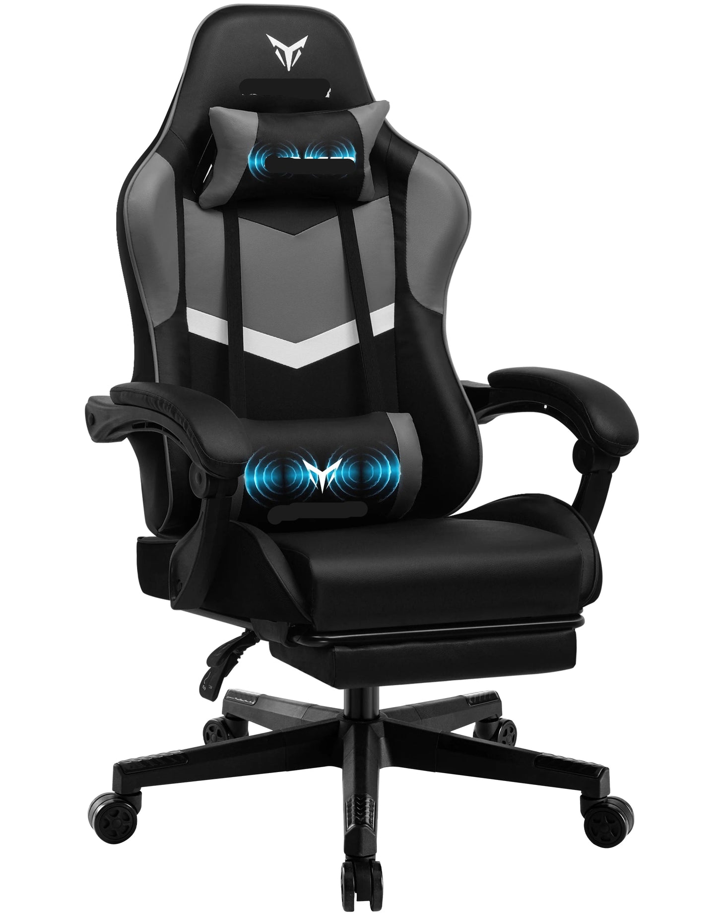 Ergonomische Gamingstoel – Bureaustoel – Gamestoel – Relaxstoel – Thuiswerkstoel – Verstelbare Rugleuning 135° – Ingebouwde Voetensteun - Grijs - QUORE