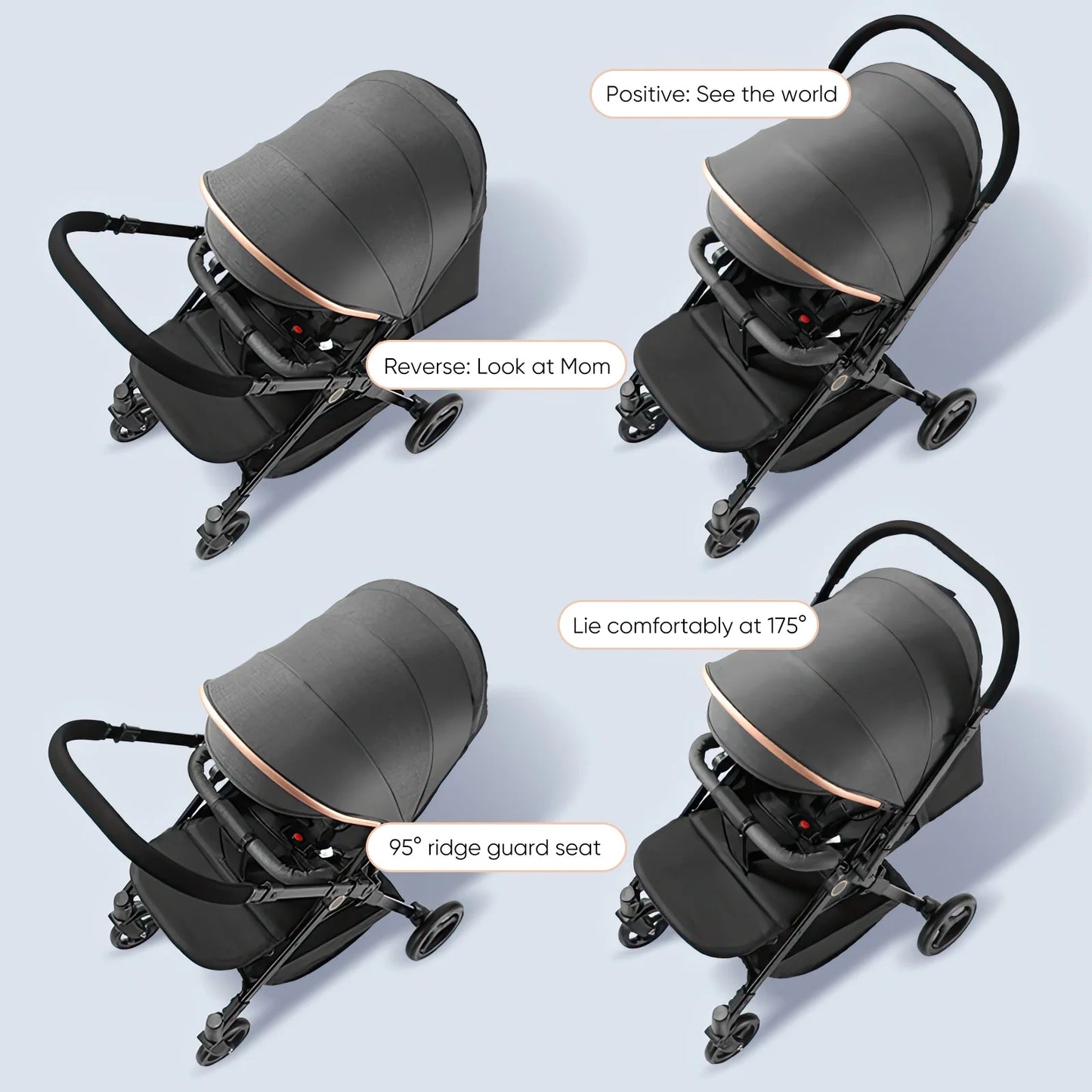 Kinderwagen – Wandelwagen - Babywagen – Inklapbaar - Compacte Baby Kinderwagen - Ultraleichte - Comfortabel - Veilig – Schokabsorptie - Grijs