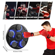Music Boxing Machine - Music Boxing Machine voor de Muur - 7-Speed Boxing Machine - Gemonteerde Bluetooth Boks Trainer met RGB Verlichting & Handschoenen - Zwart