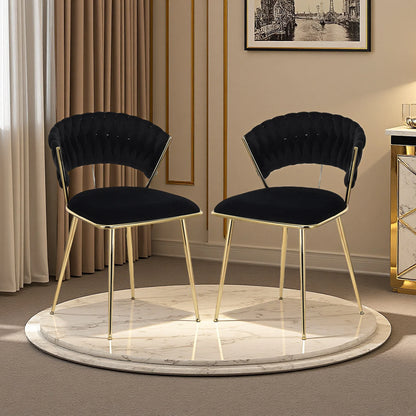 Eetkamerstoelen – Stoelen – Velvet Stoelen – Zwarte Stoelen – Set van 2 – Comfortabele Zitting – Stabiele Metalen Poot