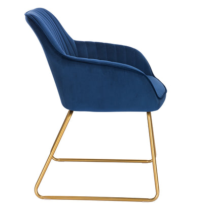 Eetkamerstoelen – Set van 4 - Fluwelen Stoelen – Comfortabele Stoelen – Metalen Pootjes – Ergonomisch Ontwerp – Zithoogte 45 Cm - Blauw