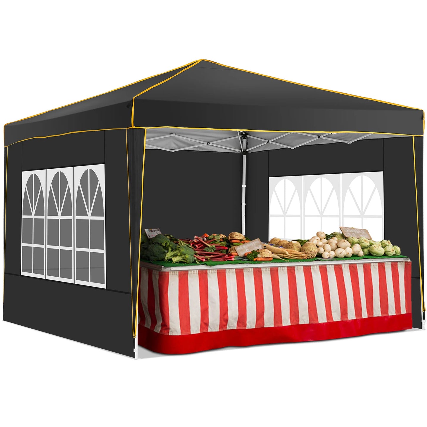 Partytent – Vouwtent – Tent – Schaduwdoek – Waterdicht – UV-Bescherming 50+ - Metalen Frame –  3 x 3 Meter - Zwart