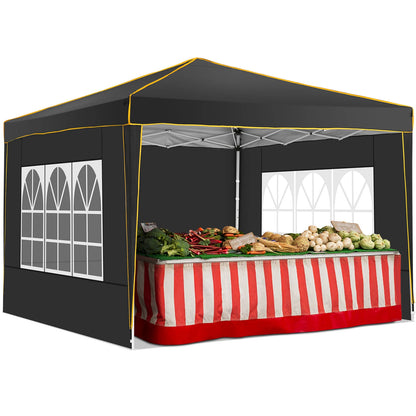 Partytent – Vouwtent – Tent – Schaduwdoek – Waterdicht – UV-Bescherming 50+ - Metalen Frame –  3 x 3 Meter - Zwart