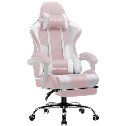 Roze Gamingstoel – Bureaustoel – Gamestoel – Draaistoel – Bureaustoel Met Voetensteun – Verstelbare Rugleuning – Met Metalen Frame