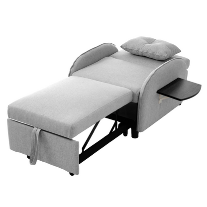 Slaapbank - Slaapstoel - Logeerbed - Klapstoel - Opvouwbare Eenpersoonsbank - Met Bedfunctie - Drievoudig Verstelbare - Opklapbaar - 123 x 74-167 x 78 cm - Grijs