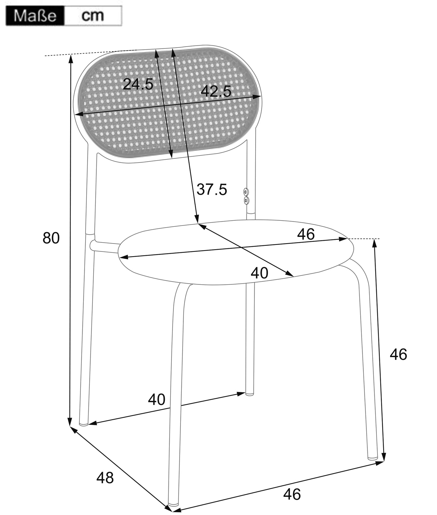 Eetkamerstoelen – Stoelen – Designstoelen – Set Van 4 – Ovale Rugleuning – Pu Zitkussen – Metalen Poot