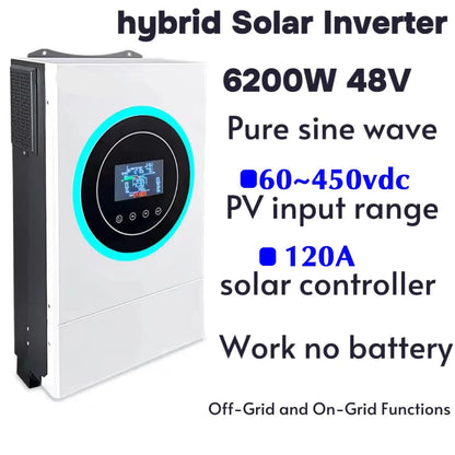 Hybrid Solar Inverter – Zonnepaneel Omvormer – Duurzame Energie – Off-Grid – On-Grid – 6,2 kW Vermogen – Wifi Monitoring