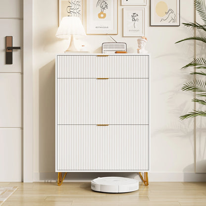 Shoes Furniture 80x24x118,5 cm, shoes shoe cabinet with Faction Drawers, anti-Tover, Metal Feeds, White