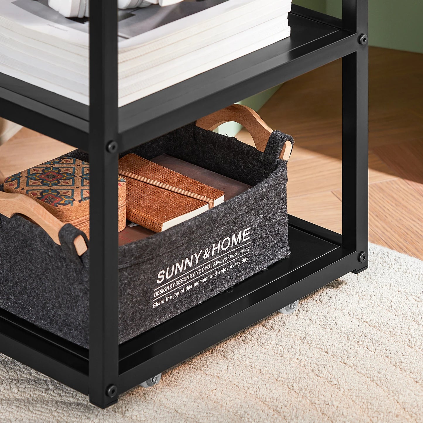 Bijzettafel set – Bijzettafel – Koffietafel – Laptoptafel – Nachtkastje – Groen – Compact en Stapelbaar – MDF Blad met Zwart Metalen Frame - QUORE