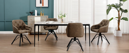 Draaibare Eetkamerstoelen – Set van 2 - Eetstoel – Bureaustoel – Leesstoel – Comfortstoel – Ergonomisch Design – 360° Draaibaar - Leer - Bruin