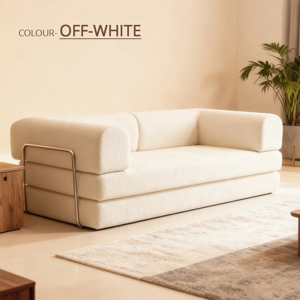 Bankstel – Zitting – Sofa – Hoekbank – Slaapbank – Modulair Ontwerp – Luxe Velvet Bekleding – 200 cm Tweezits – Off-white