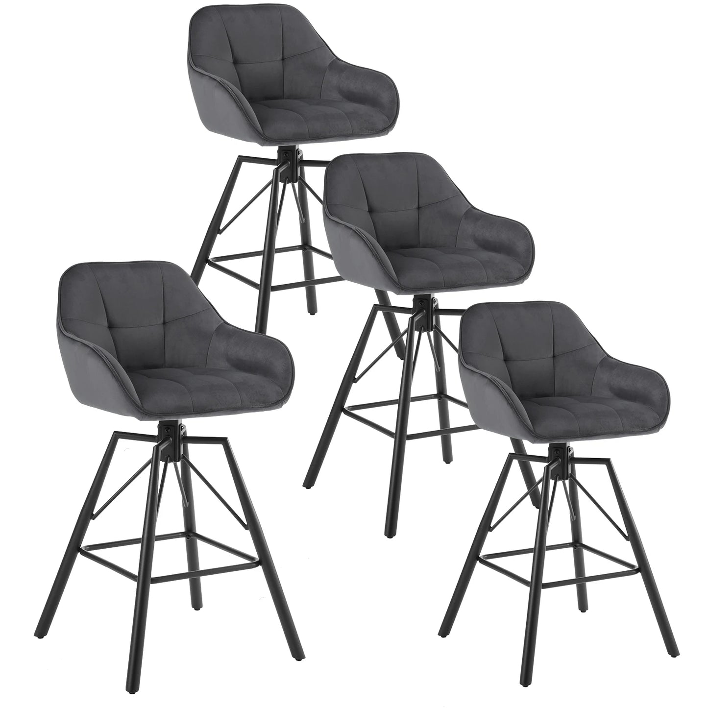 Barkruk – Barkrukken – Barstoel – Keukenstoel – Zitkruk – Velvet Bekleding – 360 Graden Draaibaar