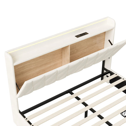 Tweepersoonsbed – Bed – Slaapbank – Boxspring – Bedlade – 160x200 cm – Velvet Bekleding – Ingebouwde LED Verlichting met USB Type-C Oplaadpoorten