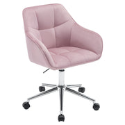 Office Chair - Work Chair - Chairs - Adjustable Height - Armrests - Comfortable Seat - Velvet - 360° Rotatable - Ergonomic - Pink Velvet