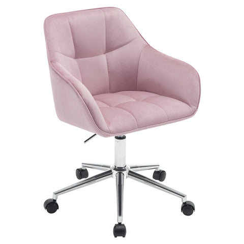 Office Chair - Work Chair - Chairs - Adjustable Height - Armrests - Comfortable Seat - Velvet - 360° Rotatable - Ergonomic - Pink Velvet
