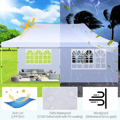 Partytent – Tuinklok – Tuinoverkapping – Pavilion – Overkapping – Waterdicht Oxford Stof – Verstelbare Hoogte – Afneembare Zijwanden - Wit