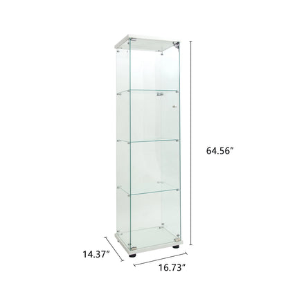 Vitrinekast – Glazen kast – Opbergkast – Verzamelkast – Displaykast – Temperglaasde deuren – LED-verlichting – 4 glazen planken – Met slot – Zwart