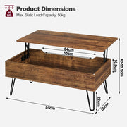Verstelbare Salontafel met Opbergruimte – Industrieel Koffietafel – Lifting Table – Vintage Houtlook &amp; Zwart Metaal – Woonkamer &amp; Kantoor