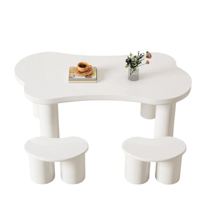 Salontafel – Botvormige Tafel – Woonkamertafel – Banken Set – MDF Tafelblad – Stevige PVC-Poten - 121.5 x 65.5 x 20 cm - Wit
