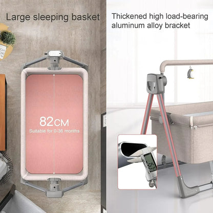 Co Sleeper - Baby Wieg - Wipstoel - Multifunctionele Elektrische Schommelstoel  - 0-3 Jaar - Intelligente Slaapfunctie – Afstandsbediening - Newborn Baby Slapen Mand – Weig - Khaki