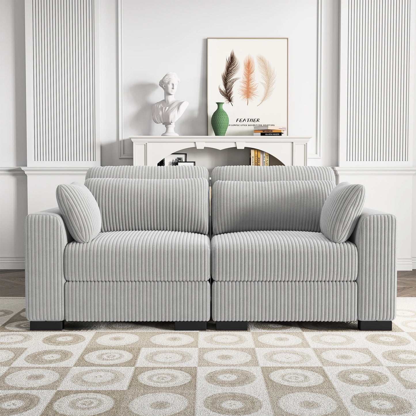 2-zits bank – tweezitsbank – sofa – zithoek – loveseat – modulaire opstelling – ribcorduroy bekleding – compact grijs design - QUORE