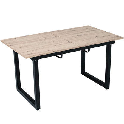 Uitbreidbare Eettafel – Uitschuiftafel – Moderne Tafel – Verstelbare Tafel – MDF Eikenlook – Stalen Frame – Snelle Montage - 140-180 x 80 x 75 cm - Eiken & Zwart