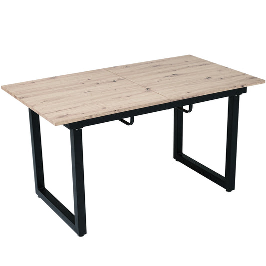 Uitbreidbare Eettafel – Uitschuiftafel – Moderne Tafel – Verstelbare Tafel – MDF Eikenlook – Stalen Frame – Snelle Montage - 140-180 x 80 x 75 cm - Eiken & Zwart