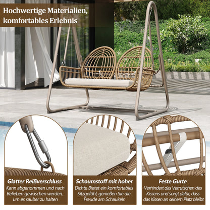 Tuinschommel – 2-Zits Tuinbank Schommel – Buitenbank – Schommelbank – Metaal Frame – Weerbestendig – 320 Kg Draagkracht - Geel