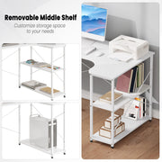 Table - Computer table - Computer desk - Laptop table - Office desk - Computer table L-shaped - 13 kg - Light oak and black and white