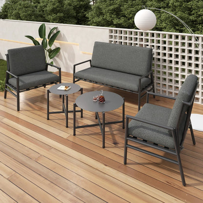 Buitenbank Set – Tuinbank – Tuinmeubel – Balkonbank – Polyester Kussens – Verzinkt Stalen Frame – Draagkracht 150 Kg - Grijs