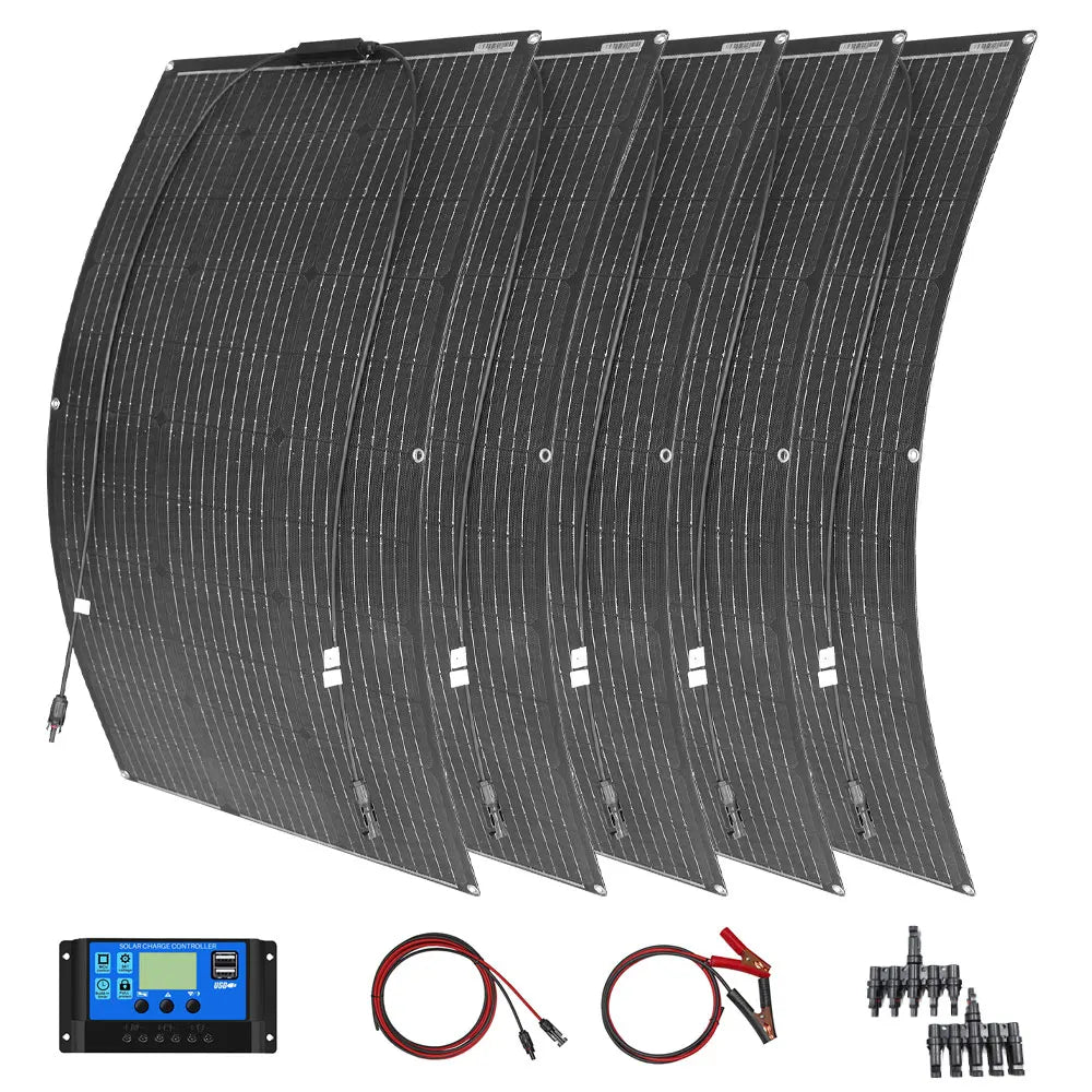 Zonnepaneel - Zonnepanelen - Monokristallijne Solar Kit - Flexibel - ETFE - Buigzaam - Waterdicht - Lichtgewicht - 500W - 5 Stuks - voor Boot - Camper - Caravan - RV of Tuin