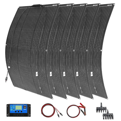 Zonnepaneel - Zonnepanelen - Monokristallijne Solar Kit - Flexibel - ETFE - Buigzaam - Waterdicht - Lichtgewicht - 500W - 5 Stuks - voor Boot - Camper - Caravan - RV of Tuin