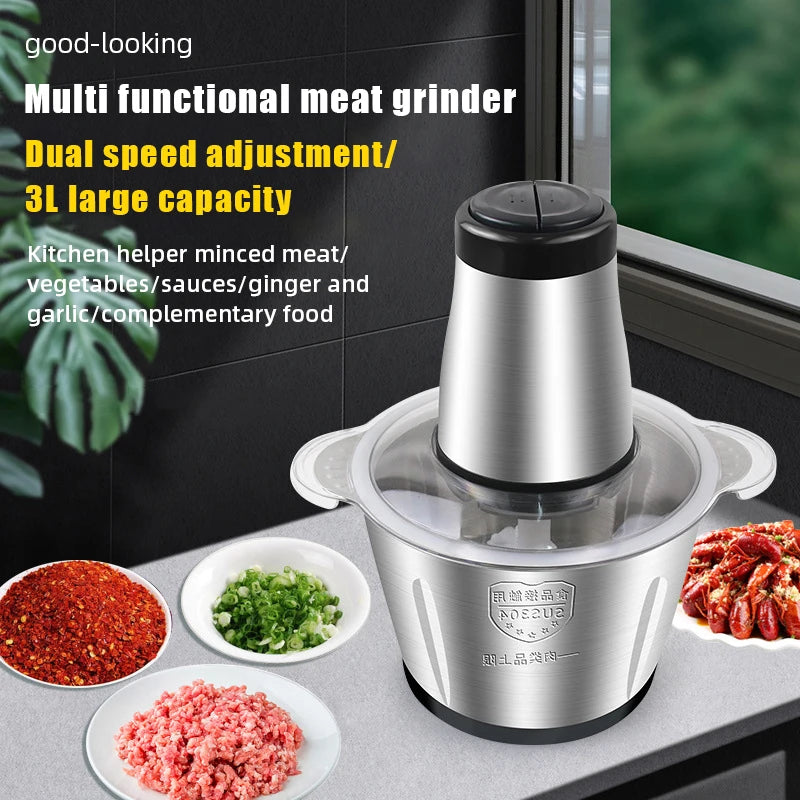 Vleesmolen - Gehaktmolen - Meat Grinder - Elecktrisch - Machine - Foodprocessor - Meat Mincer - Keukenmixer - Keukenmachine - 2L - Zwart - QUORE